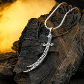 Zulfiqar Sword Silver Necklace Decorated with Motifs 2